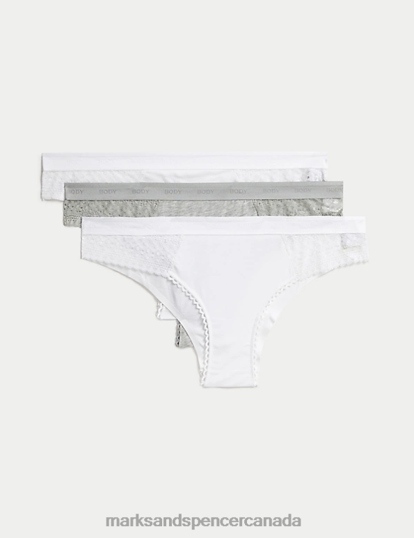 Unisex White Mix Clothing Marks & Spencer 3pk Cotton Brazilian Knickers 20VTD4280 - Marks and Spencer online