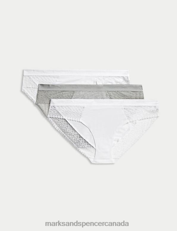 Marks and Spencer Canada - Unisex White Mix Clothing Marks & Spencer 3pk Cotton with Cool Comfort Bikini Knickers 20VTD4331