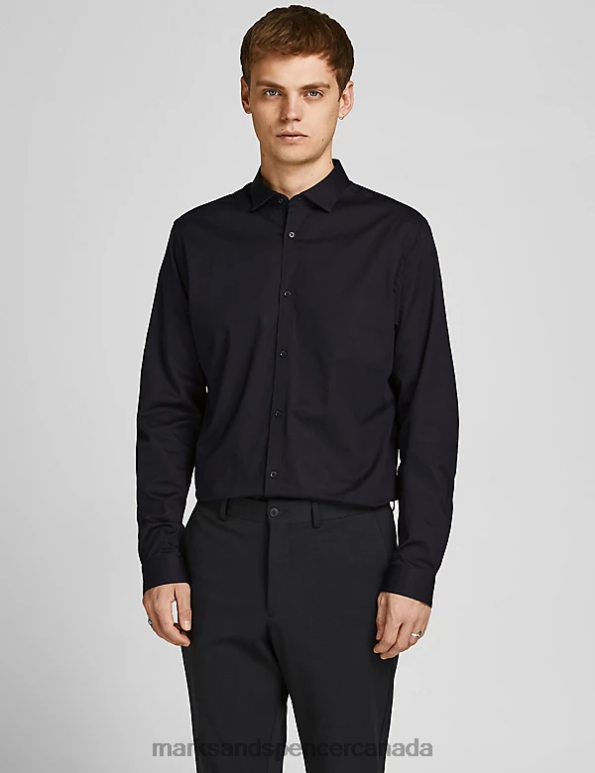 Unisex Black Clothing Marks & Spencer Slim Fit Pure Cotton Oxford Shirt 20VTD6084 - Marks and Spencer Canada locations