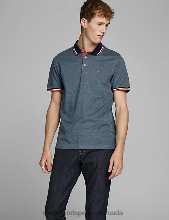 Unisex Denim Clothing Marks & Spencer Slim Fit Pure Cotton Tipped Polo Shirt 20VTD4889 - Marks and Spencer Canada locations