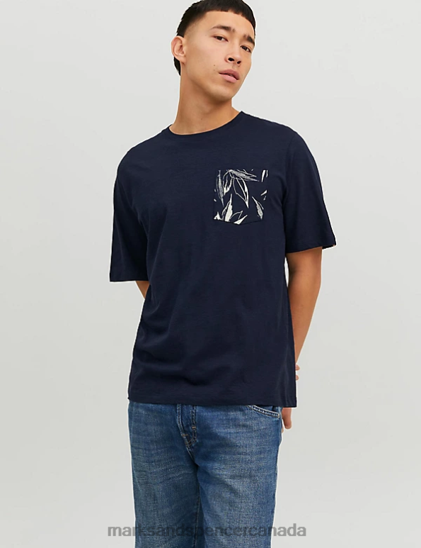 Marks and Spencer Canada - Unisex Navy Clothing Marks & Spencer Pure Cotton Crew Neck T-Shirt 20VTD5708