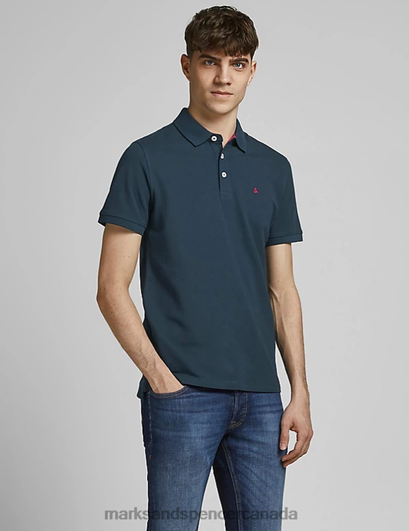 Marks and Spencer Canada - Unisex Navy Mix Clothing Marks & Spencer Pure Cotton Polo Shirt 20VTD5275