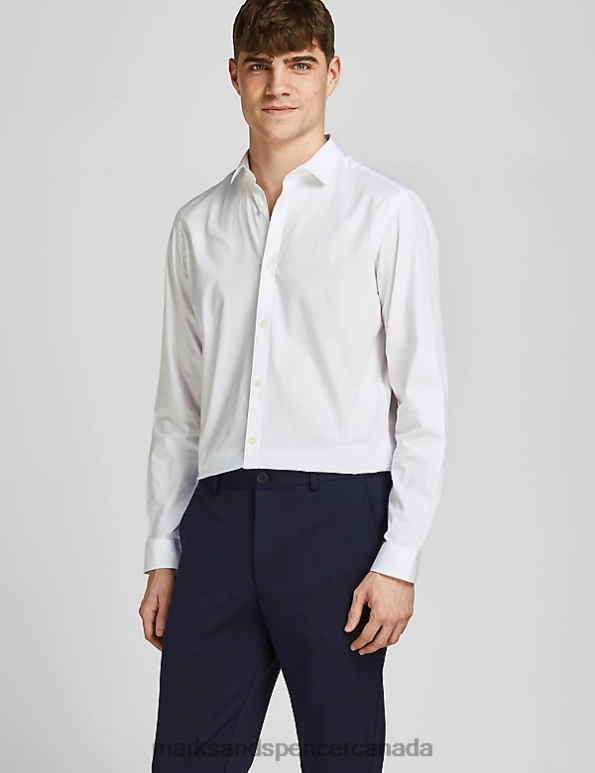 Marks and Spencer near me - Unisex White Clothing Marks & Spencer Slim Fit Pure Cotton Oxford Shirt 20VTD5709