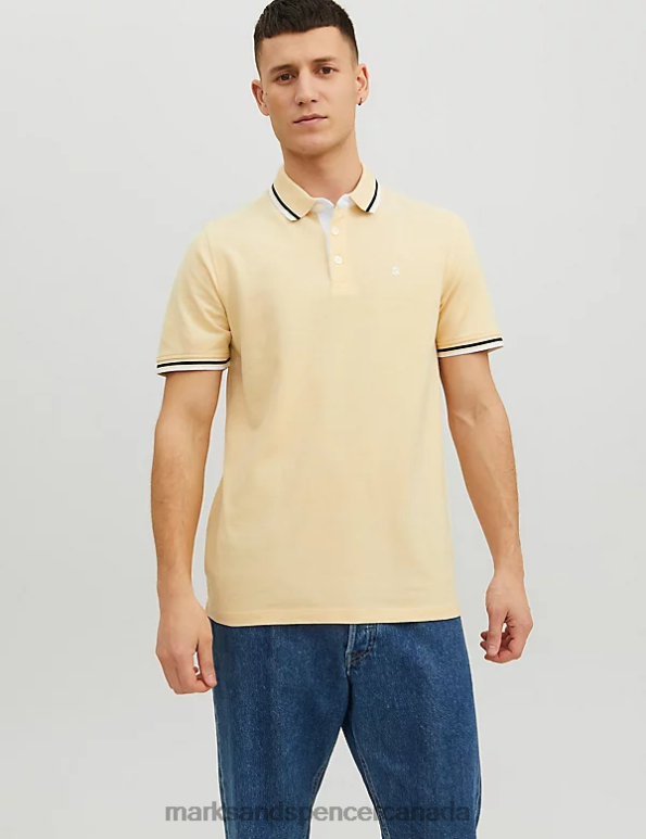 Marks and Spencer sale - Unisex Yellow Clothing Marks & Spencer Slim Fit Pure Cotton Tipped Polo Shirt 20VTD5233