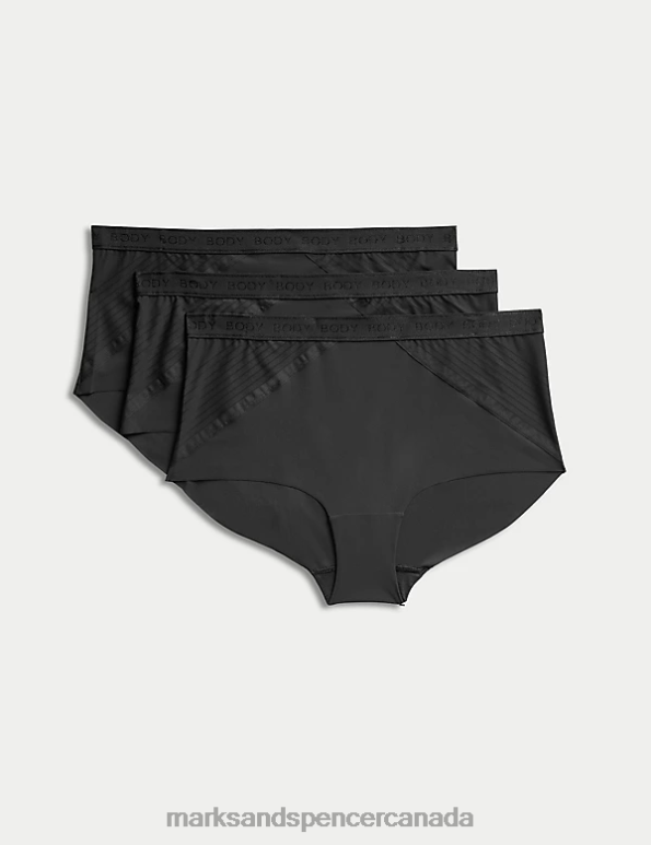 Marks and Spencer Canada - Unisex Black Clothing Marks & Spencer 3pk Body Define High Rise Shorts 20VTD4226