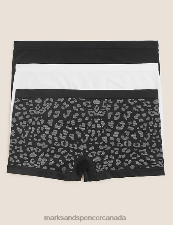 Marks and Spencer Canada - Unisex Black Clothing Marks & Spencer 3pk Seamless Low Rise Knicker Shorts 20VTD4089