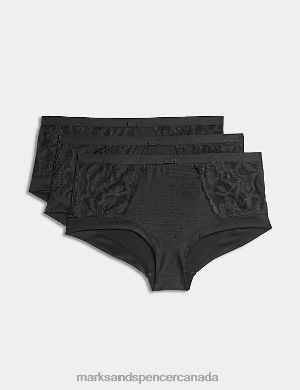 Marks and Spencer sale - Unisex Black Clothing Marks & Spencer 3pk Wildblooms High Rise Knicker Shorts 20VTD4119