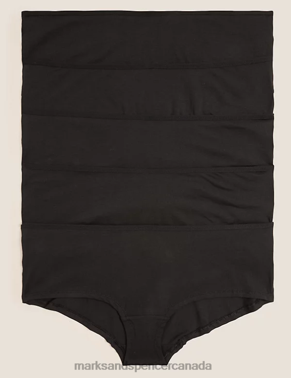 Unisex Black Clothing Marks & Spencer 5pk Cotton Rich Lycra Low Rise Shorts 20VTD3823 - Marks and Spencer Canada locations