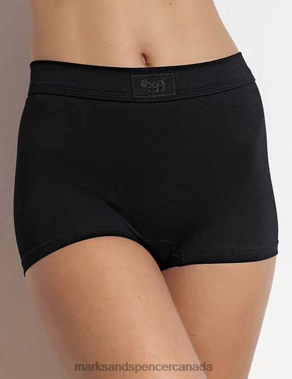 Unisex Black Clothing Marks & Spencer Double Comfort Cotton Rich High Rise Shorts 20VTD3825 - Marks and Spencer outlet