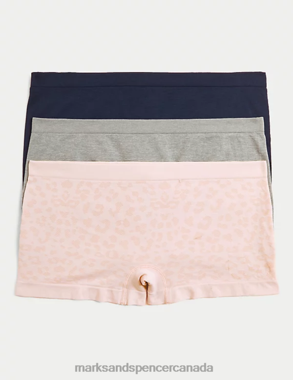 Marks and Spencer sale - Unisex Light Pink Mix Clothing Marks & Spencer 3pk Seamless Low Rise Knicker Shorts 20VTD3768