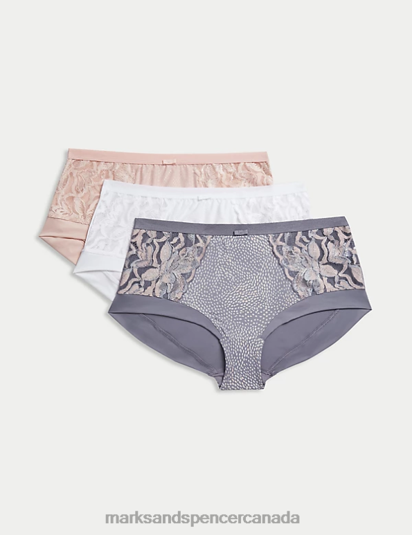 Unisex Mid Grey Clothing Marks & Spencer 3pk Wildblooms High Rise Knicker Shorts 20VTD4548 - Marks and Spencer Canada locations