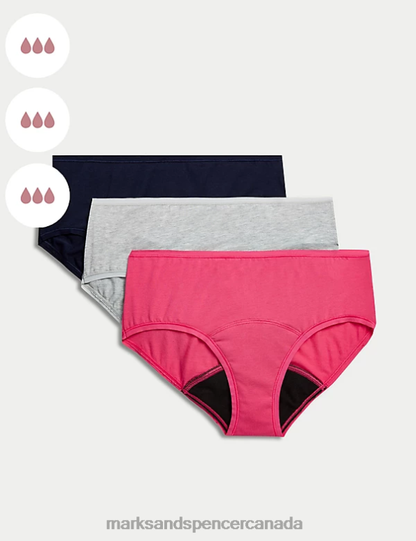 Unisex Pink Mix Clothing Marks & Spencer 3pk Heavy Absorbency Period Knicker Shorts 20VTD4149 - Marks and Spencer online