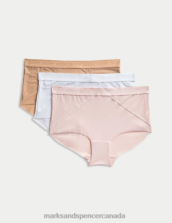 Marks and Spencer Canada - Unisex Soft Pink Clothing Marks & Spencer 3pk Body Define High Rise Shorts 20VTD3841