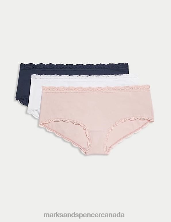 Marks and Spencer sale - Unisex Soft Pink Clothing Marks & Spencer 3pk Cotton Rich Lace Shorts 20VTD4442