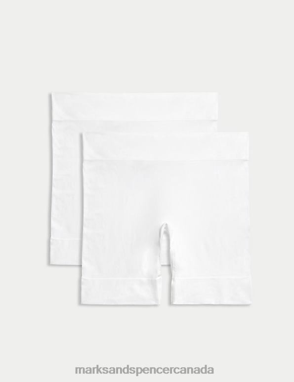 Marks and Spencer Canada - Unisex White Clothing Marks & Spencer 2pk Anti-Chafe Shorts 20VTD3943