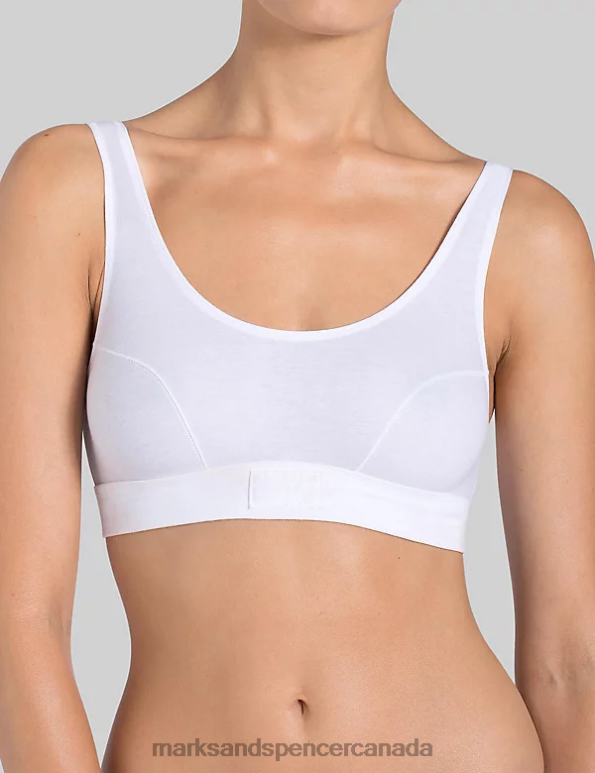 Marks and Spencer Canada - Unisex White Clothing Marks & Spencer Double Comfort Cotton Rich Sleeveless Crop Top 20VTD3885