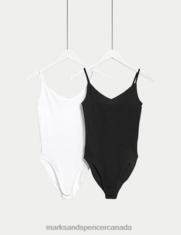 Marks and Spencer near me - Unisex White Mix Lingerie Marks & Spencer 2pk Cotton Rich Bodysuits 20VTD3589