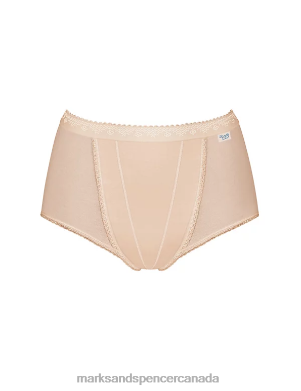 Unisex Beige Lingerie Marks & Spencer 2pk High Waisted Control Maxi Full Briefs 20VTD4265 - Marks and Spencer online