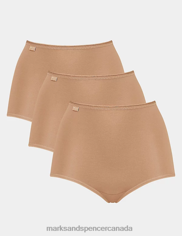 Unisex Beige Lingerie Marks & Spencer 3pk Microfibre High Waisted Full Briefs 20VTD4612 - Marks and Spencer outlet