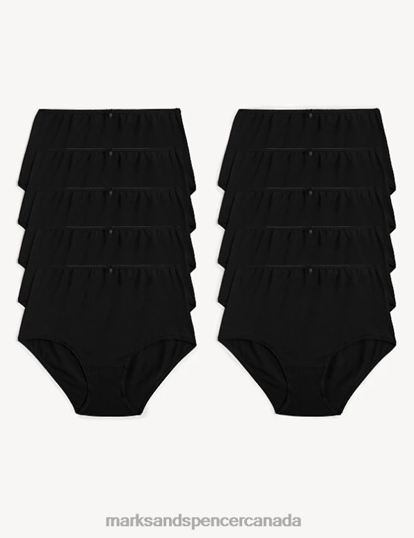 Unisex Black Lingerie Marks & Spencer 10pk Cotton Lycra Full Briefs 20VTD3687 - Marks and Spencer Canada locations