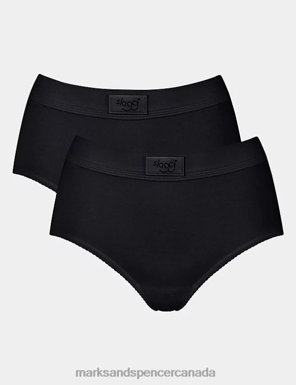 Marks and Spencer Canada - Unisex Black Lingerie Marks & Spencer 2pk Double Comfort Cotton Rich Full Briefs 20VTD4194