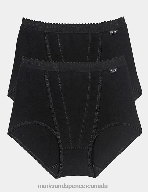 Unisex Black Lingerie Marks & Spencer 2pk High Waisted Control Maxi Full Briefs 20VTD3860 - Marks and Spencer outlet