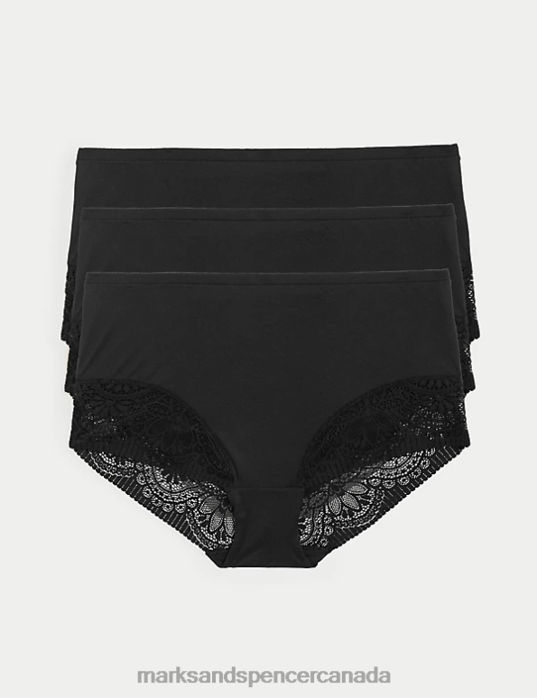 Unisex Black Lingerie Marks & Spencer 3pk Body Soft Full Briefs 20VTD4289 - Marks and Spencer outlet