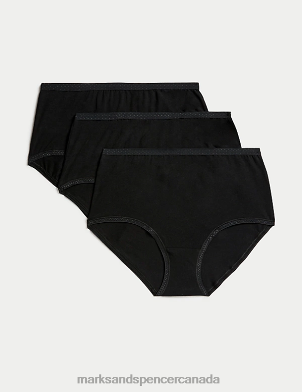 Marks and Spencer sale - Unisex Black Lingerie Marks & Spencer 3pk Cotton Rich Full Briefs 20VTD3818