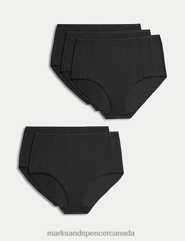 Marks and Spencer Canada - Unisex Black Lingerie Marks & Spencer 5pk Cotton Modal Rich No VPL Full Briefs 20VTD3874