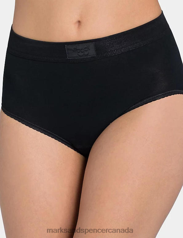 Unisex Black Lingerie Marks & Spencer Double Comfort Cotton Rich Maxi Briefs 20VTD4104 - Marks and Spencer outlet