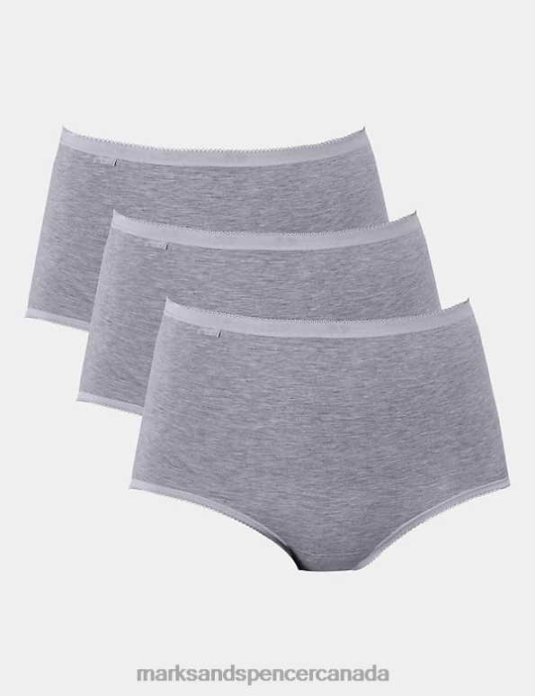 Unisex Grey Mix Lingerie Marks & Spencer 3pk High Waisted Full Briefs 20VTD4705 - Marks and Spencer online