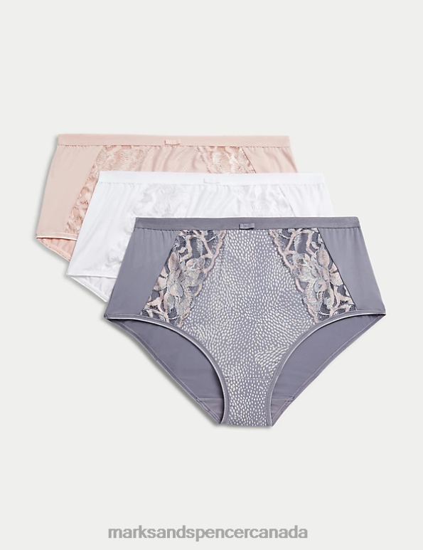 Unisex Mid Grey Lingerie Marks & Spencer 3pk Wildblooms Full Briefs 20VTD3990 - Marks and Spencer outlet