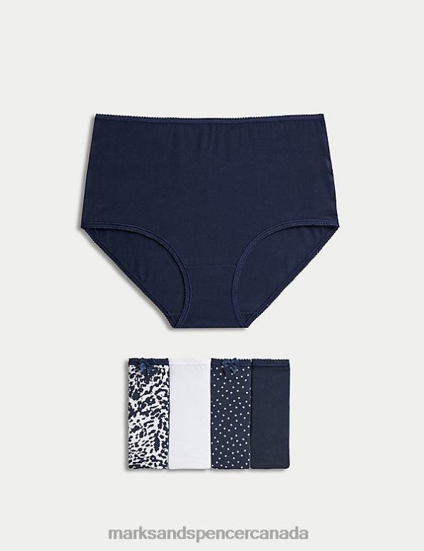 Unisex Navy Mix Lingerie Marks & Spencer 5pk Cotton Lycra Printed Full Briefs 20VTD3924 - Marks and Spencer Canada locations