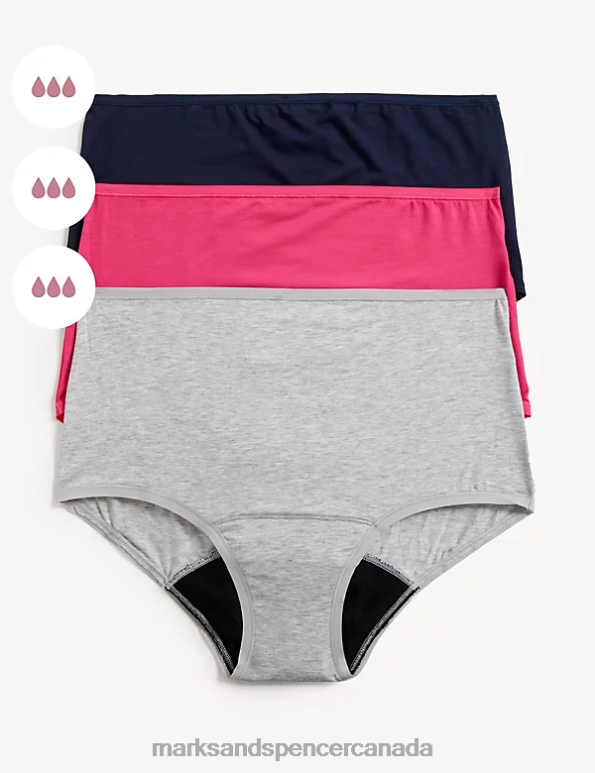 Marks and Spencer sale - Unisex Pink Mix Lingerie Marks & Spencer 3pk Heavy Absorbency Period Full Briefs 20VTD3888