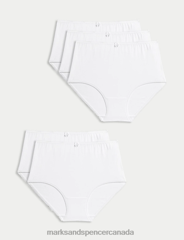 Marks and Spencer near me - Unisex White Lingerie Marks & Spencer 5pk Cotton Lycra Full Briefs 20VTD3729