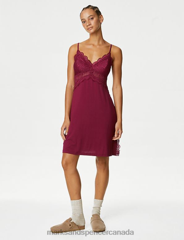 Unisex Raspberry Lingerie Marks & Spencer Body Soft Lace Trim Chemise 20VTD3844 - Marks and Spencer Canada locations