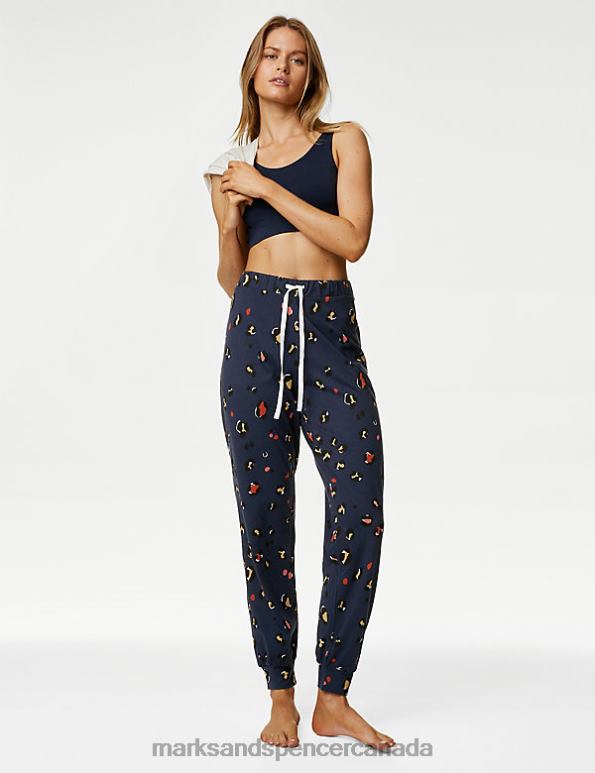 Marks and Spencer sale - Unisex Navy Mix Lingerie Marks & Spencer Animal Print Pyjama Bottoms 20VTD3479