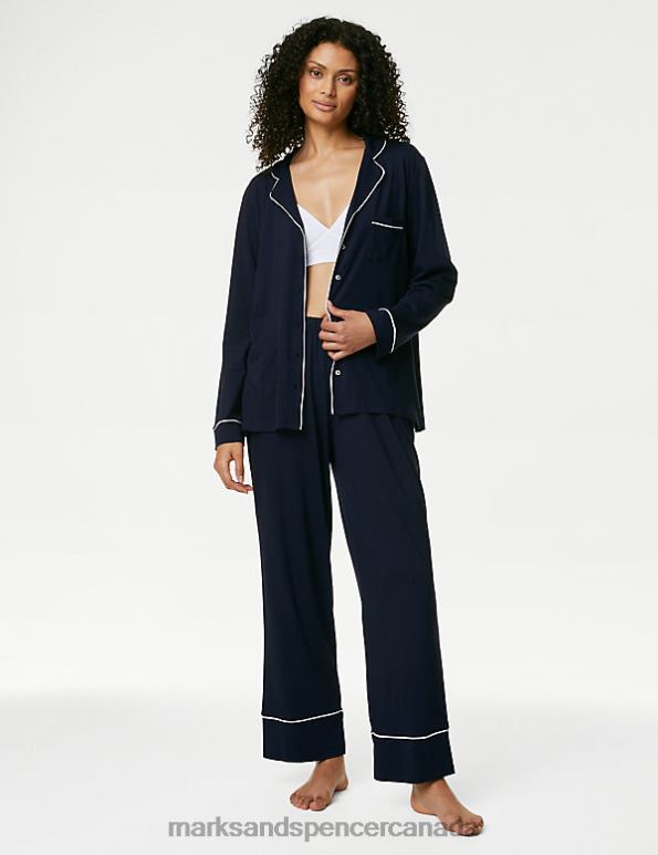 Marks and Spencer Canada - Unisex Navy Mix Lingerie Marks & Spencer Cotton Modal Pyjama Set 20VTD3530