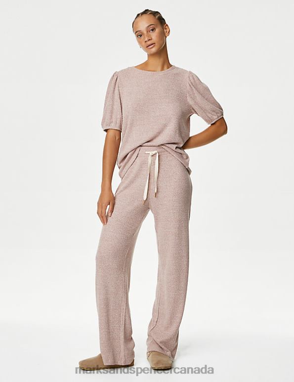 Unisex Nutmeg Lingerie Marks & Spencer Waffle Wide Leg Pyjama Bottoms 20VTD3428 - Marks and Spencer online