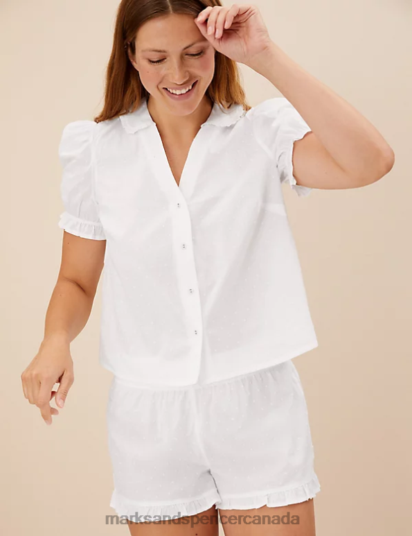 Marks and Spencer near me - Unisex White Lingerie Marks & Spencer Pure Cotton Pyjama Top 20VTD3572