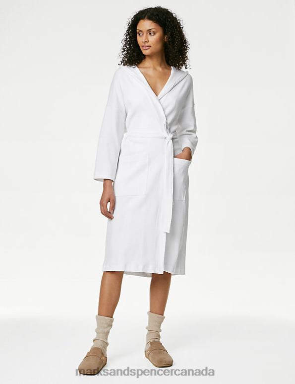 Marks and Spencer near me - Unisex White Lingerie Marks & Spencer Pure Cotton Jersey Waffle Dressing Gown 20VTD3512