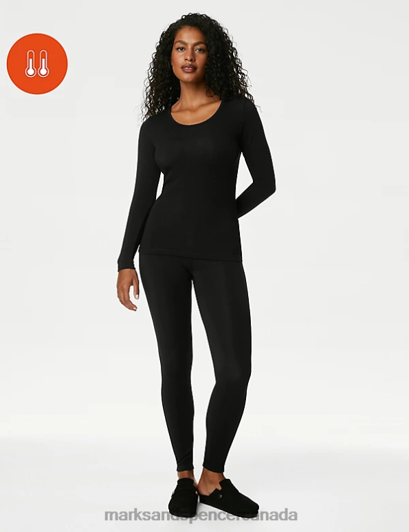 Marks and Spencer near me - Unisex Black Lingerie Marks & Spencer Heatgen Plus Thermal Long Sleeve Top 20VTD3676