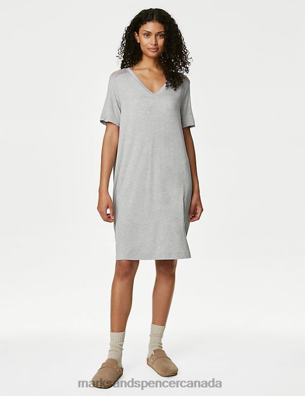 Marks and Spencer sale - Unisex Grey Lingerie Marks & Spencer Body Soft Lace Detail Nightdress 20VTD3709