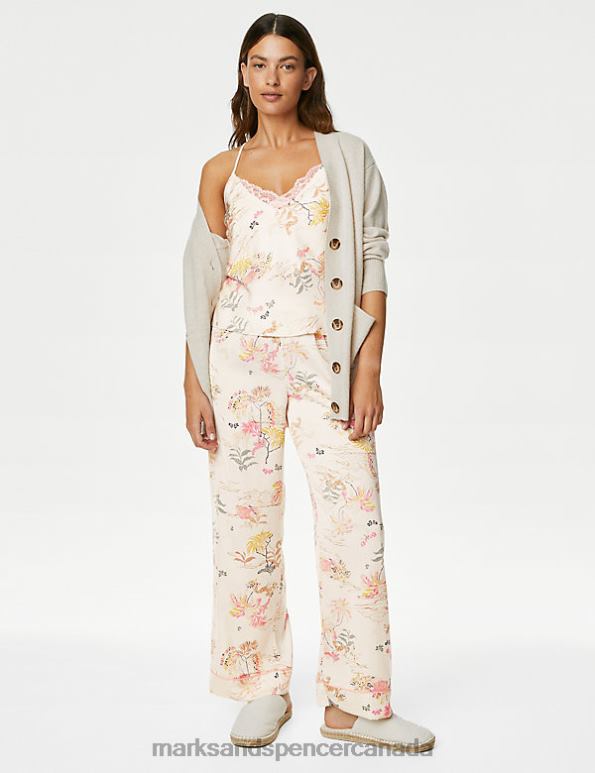 Unisex Ivory Mix Lingerie Marks & Spencer Dream Satin Pyjama Bottoms 20VTD3439 - Marks and Spencer Canada locations