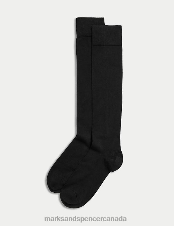 Marks and Spencer Canada - Unisex Black Lingerie Marks & Spencer 2pk Soft Knee High Socks 20VTD4654