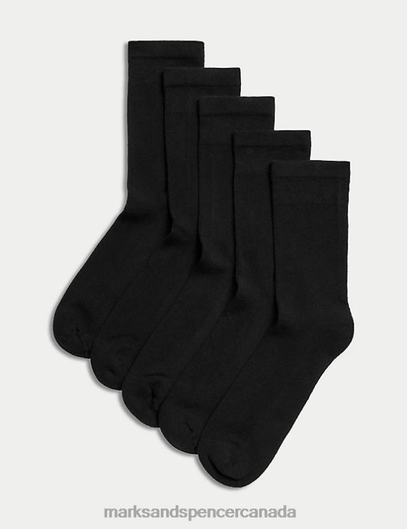 Unisex Black Lingerie Marks & Spencer 5pk Cotton Rich Ultimate Comfort Ankle High Socks 20VTD4718 - Marks and Spencer outlet