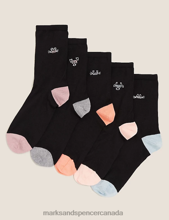 Unisex Black Lingerie Marks & Spencer 5pk Sumptuously Soft Ankle High Socks 20VTD4302 - Marks and Spencer online