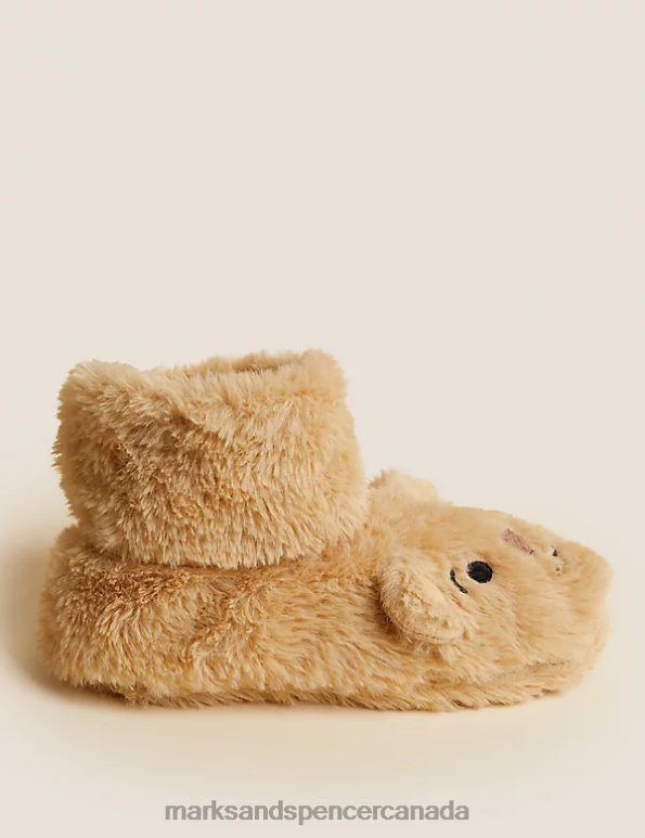 Unisex Brown Lingerie Marks & Spencer Faux Fur Spencer Bear Slipper Socks 20VTD3306 - Marks and Spencer outlet