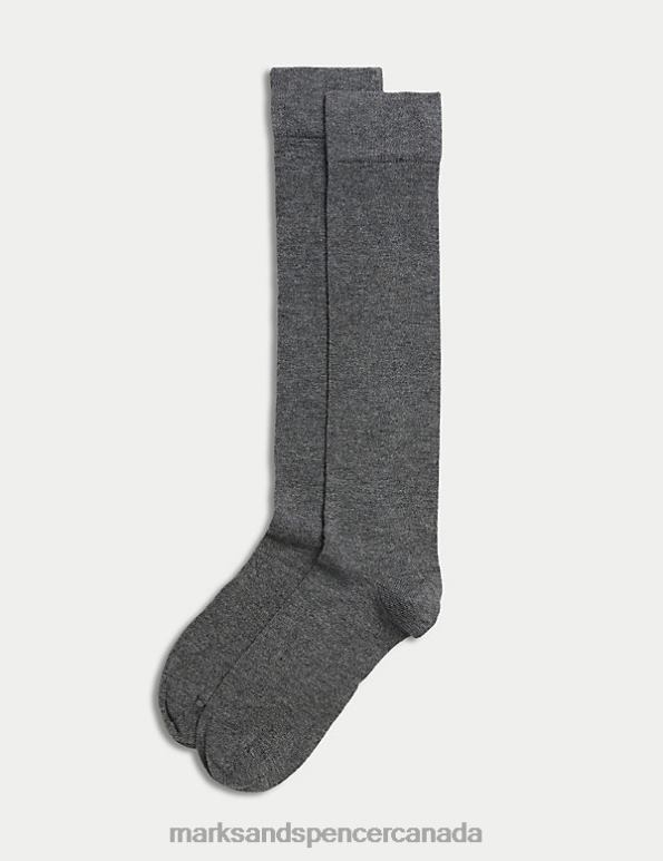 Unisex Grey Lingerie Marks & Spencer 2pk Soft Knee High Socks 20VTD4973 - Marks and Spencer online