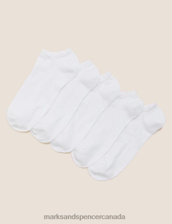 Unisex White Lingerie Marks & Spencer 5pk Cotton Rich Trainer Liner Socks 20VTD4571 - Marks and Spencer Canada locations